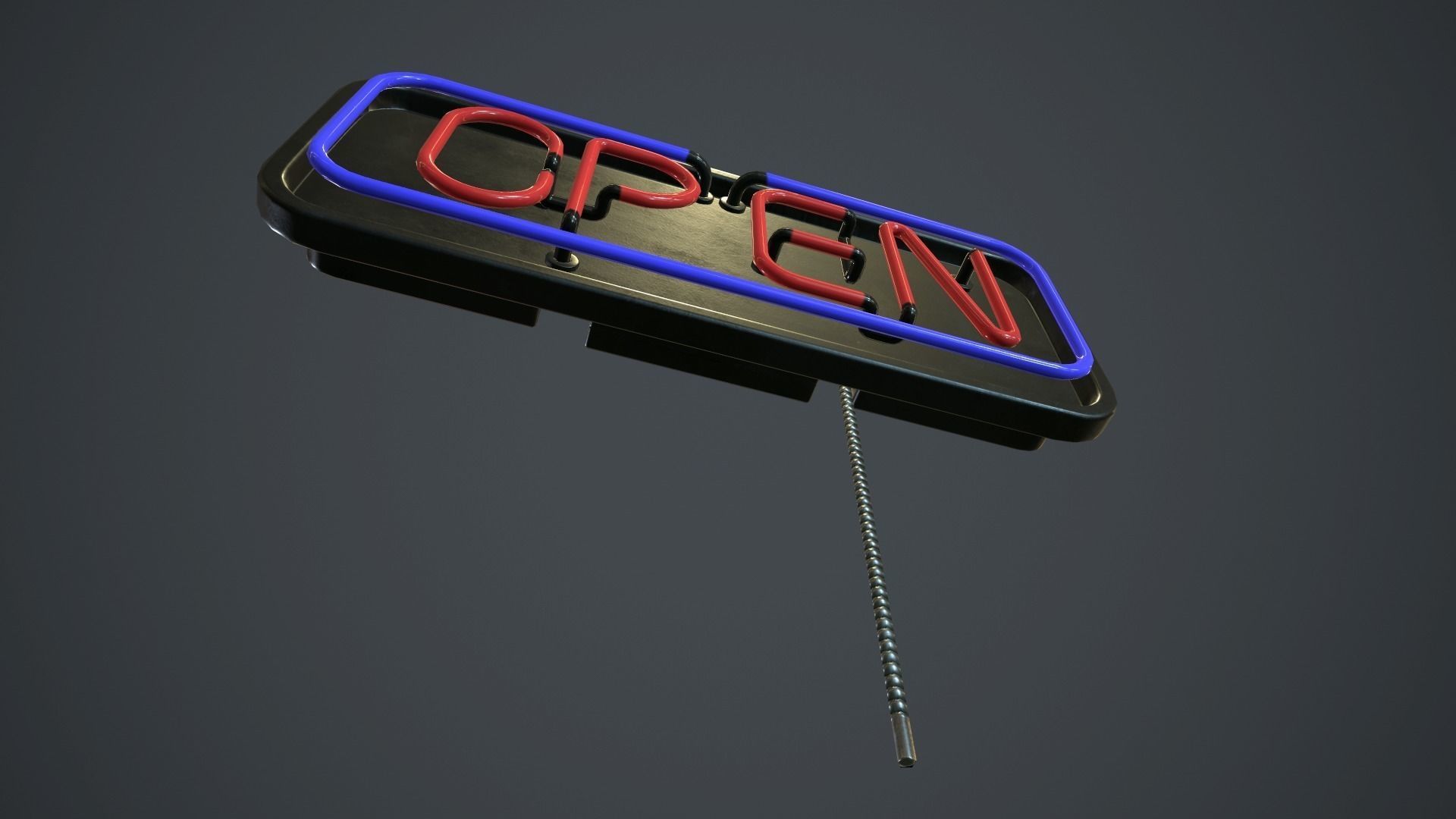 Neon Open Sign PBR Game Ready Low-poly 3D model_9