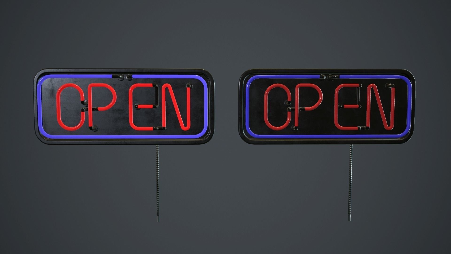 Neon Open Sign PBR Game Ready Low-poly 3D model_2