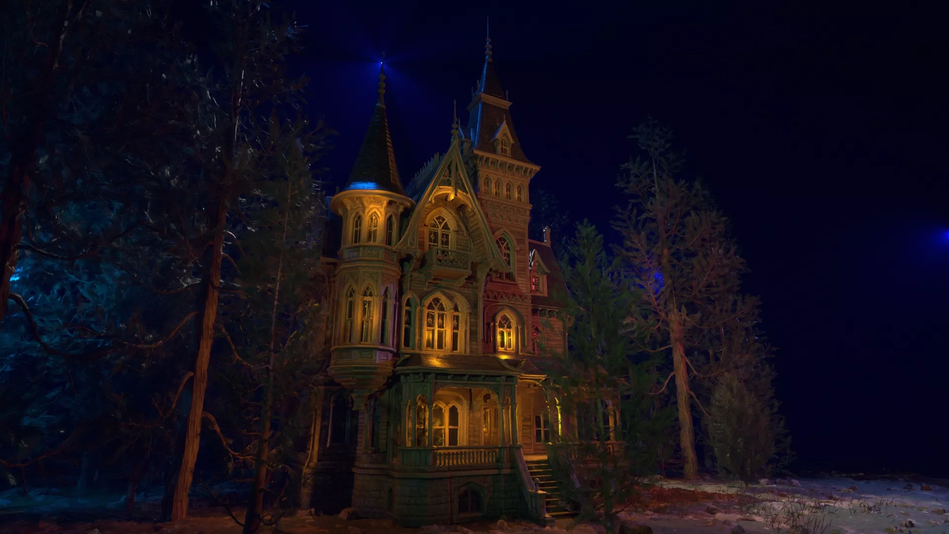 free Spooky Halloween House background and cinematics Free 3D model