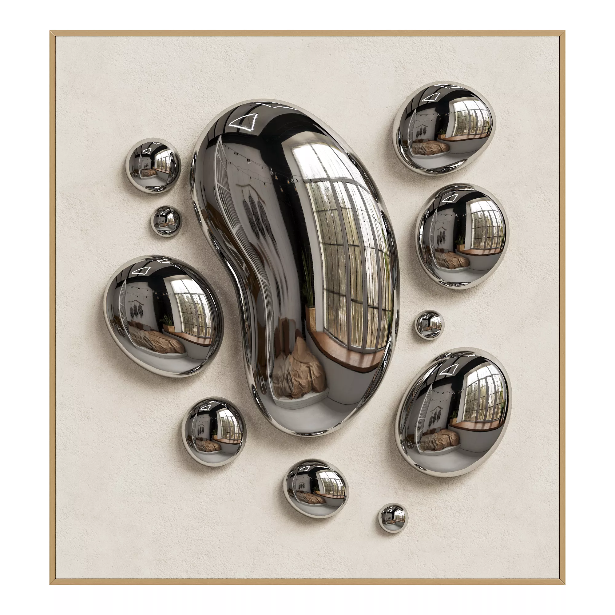 Chrome Bubble Wall Decor 03 Low-poly 3D model