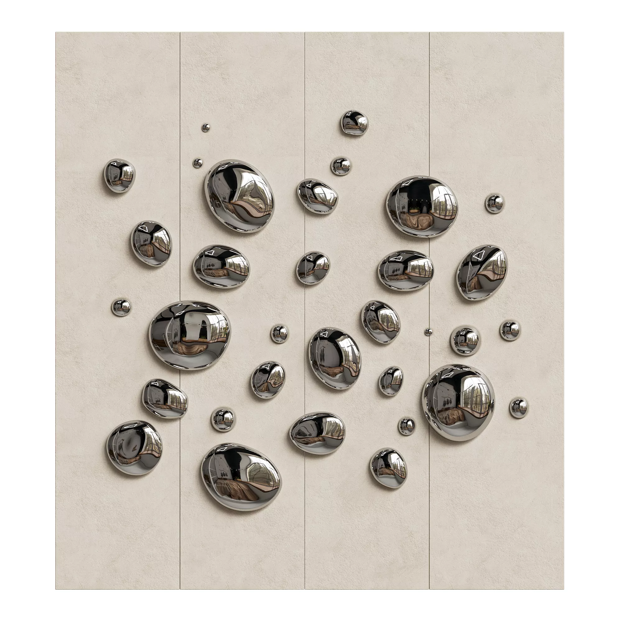 Chrome Bubble Wall Decor 06 Low-poly 3D model