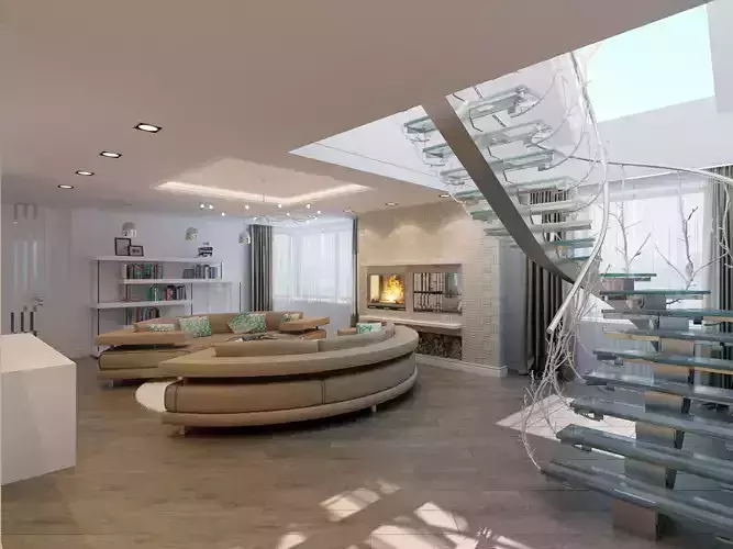 modern penthouse apartments interior 3D model