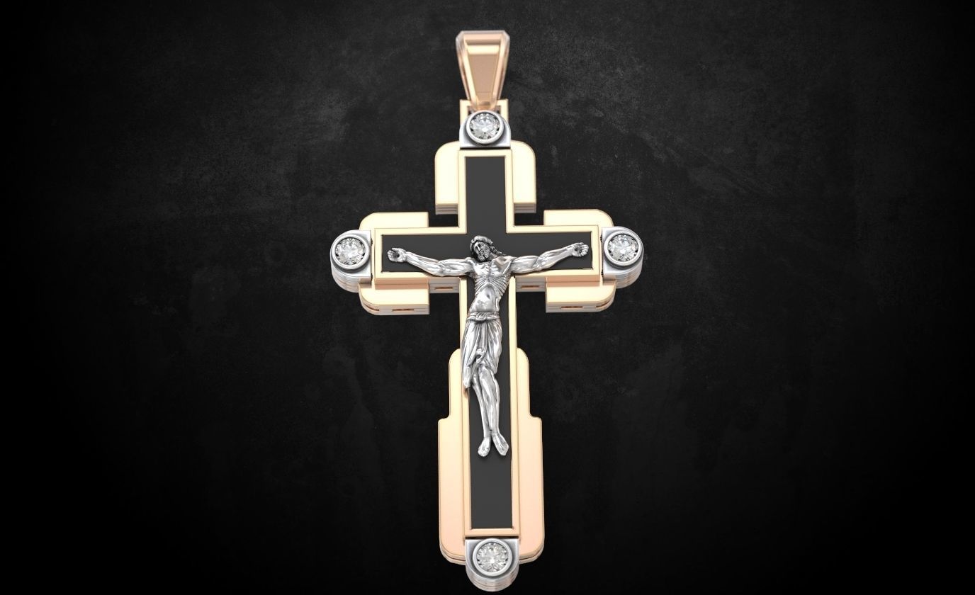 Cross with a crucifix 146 3D print model_6