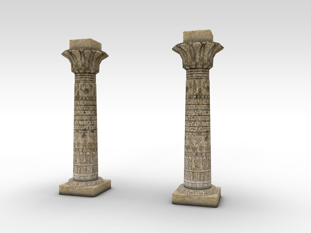 Ancient Egyptian column Low-poly 3D model_7