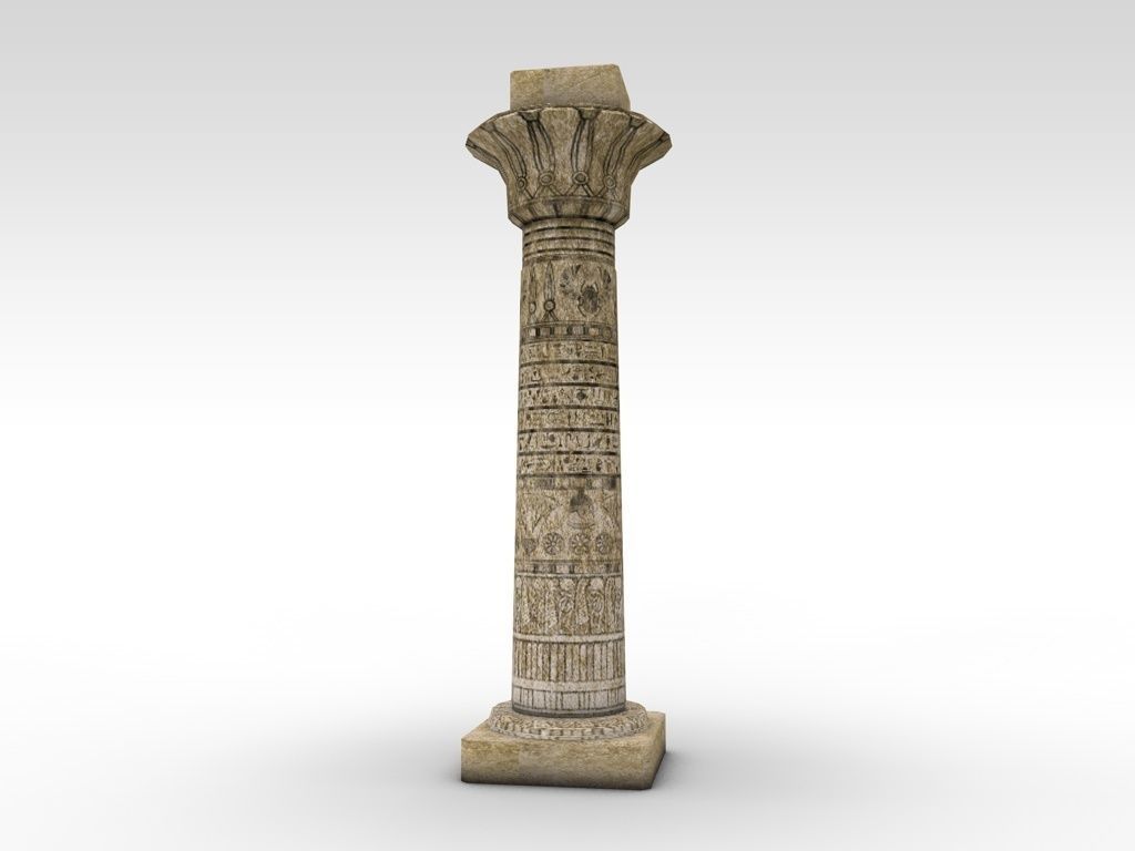 Ancient Egyptian column Low-poly 3D model_4