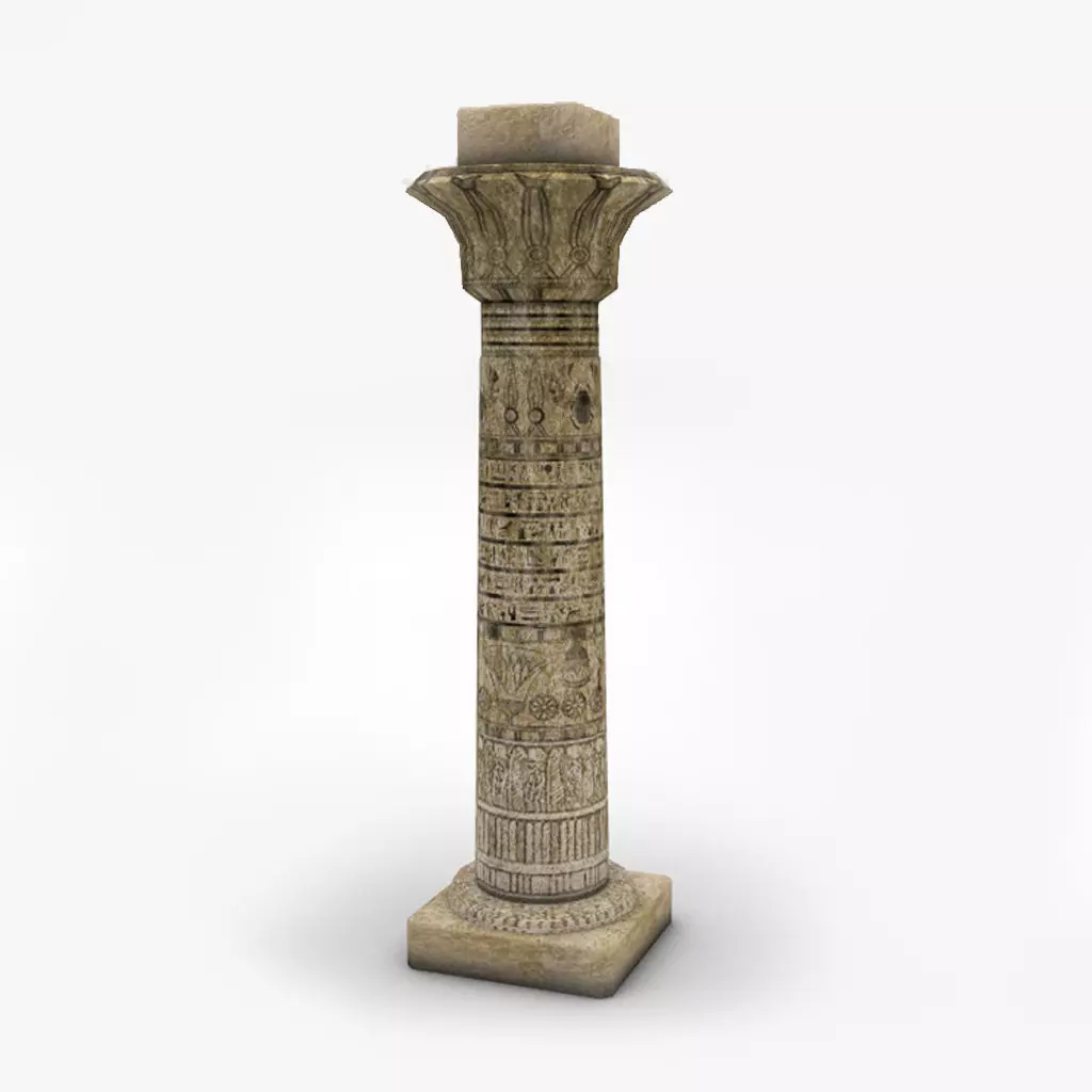Ancient Egyptian column Low-poly 3D model_0