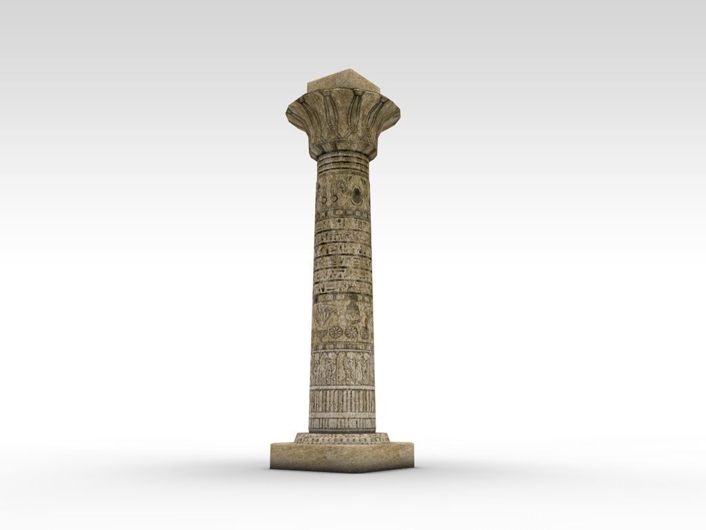 Ancient Egyptian column Low-poly 3D model_1