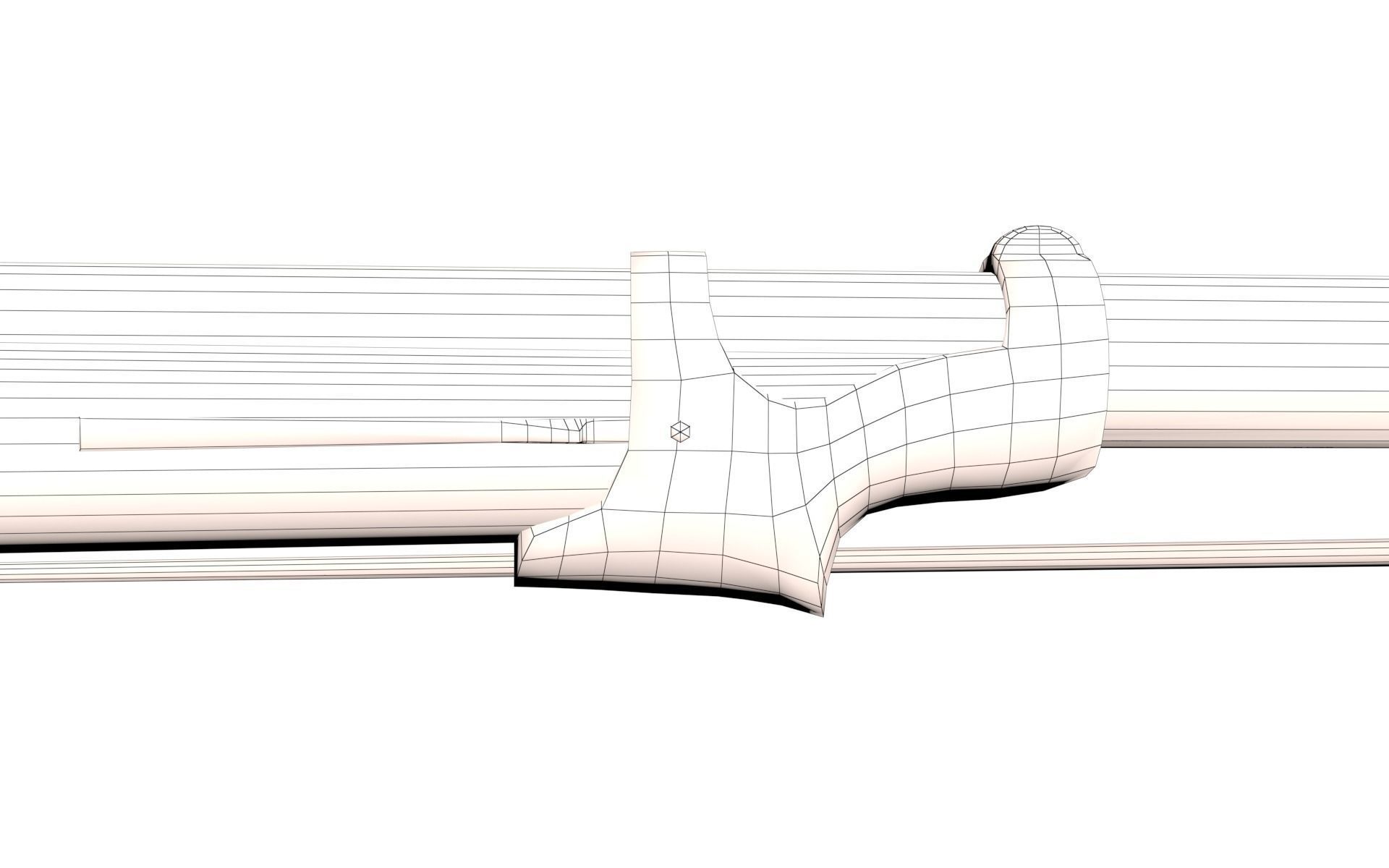 French Cavalry Flintlock Carbine Low-poly 3D model_37