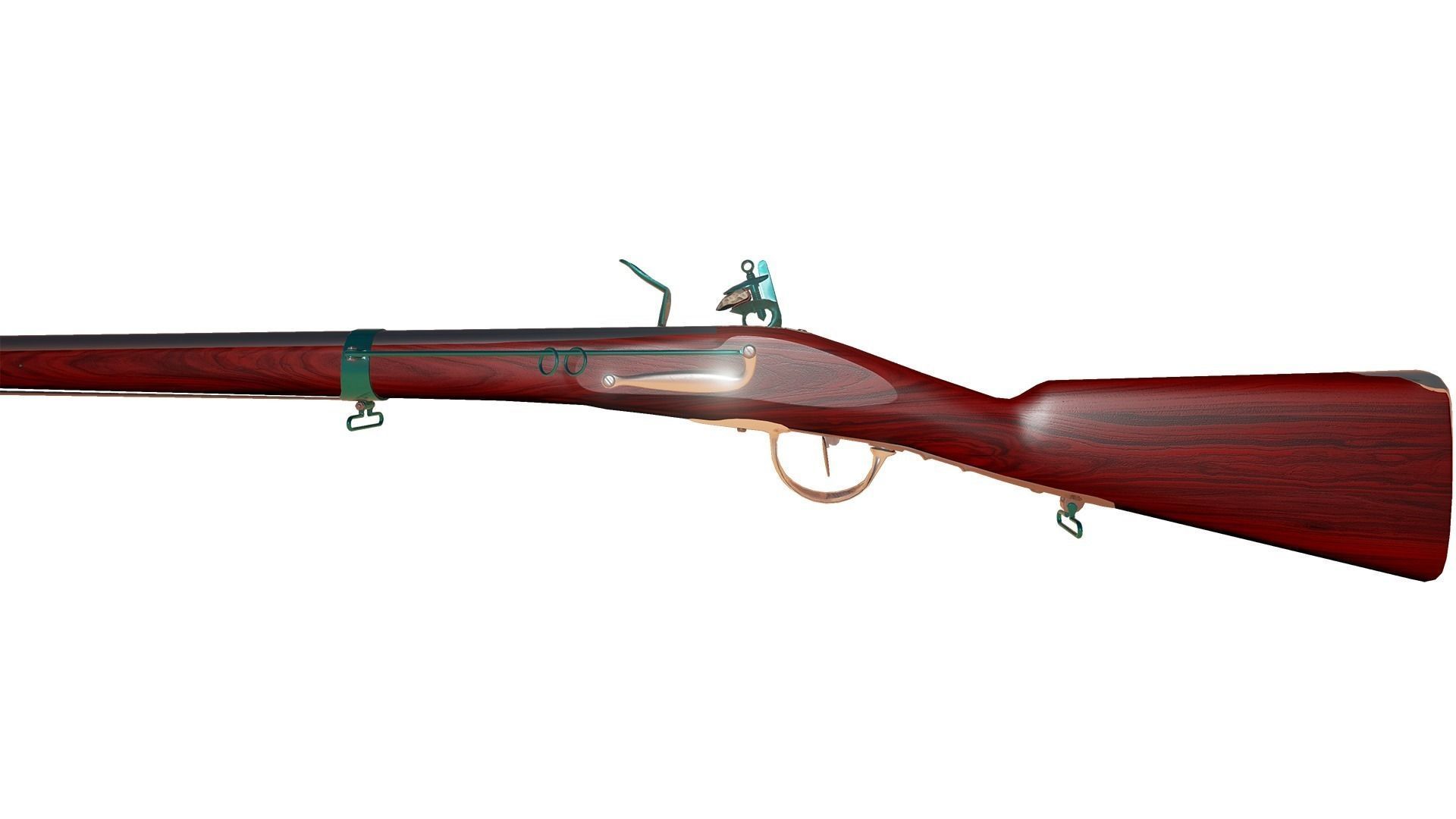 French Cavalry Flintlock Carbine Low-poly 3D model_6