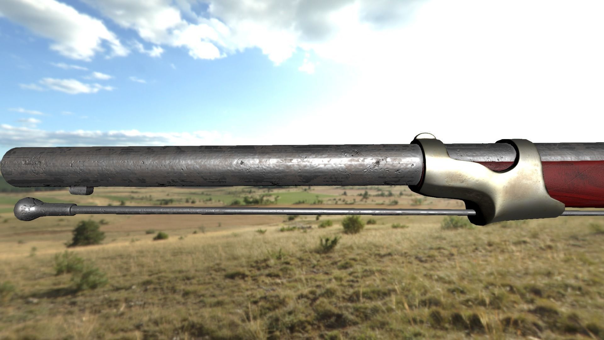 French Cavalry Flintlock Carbine Low-poly 3D model_18