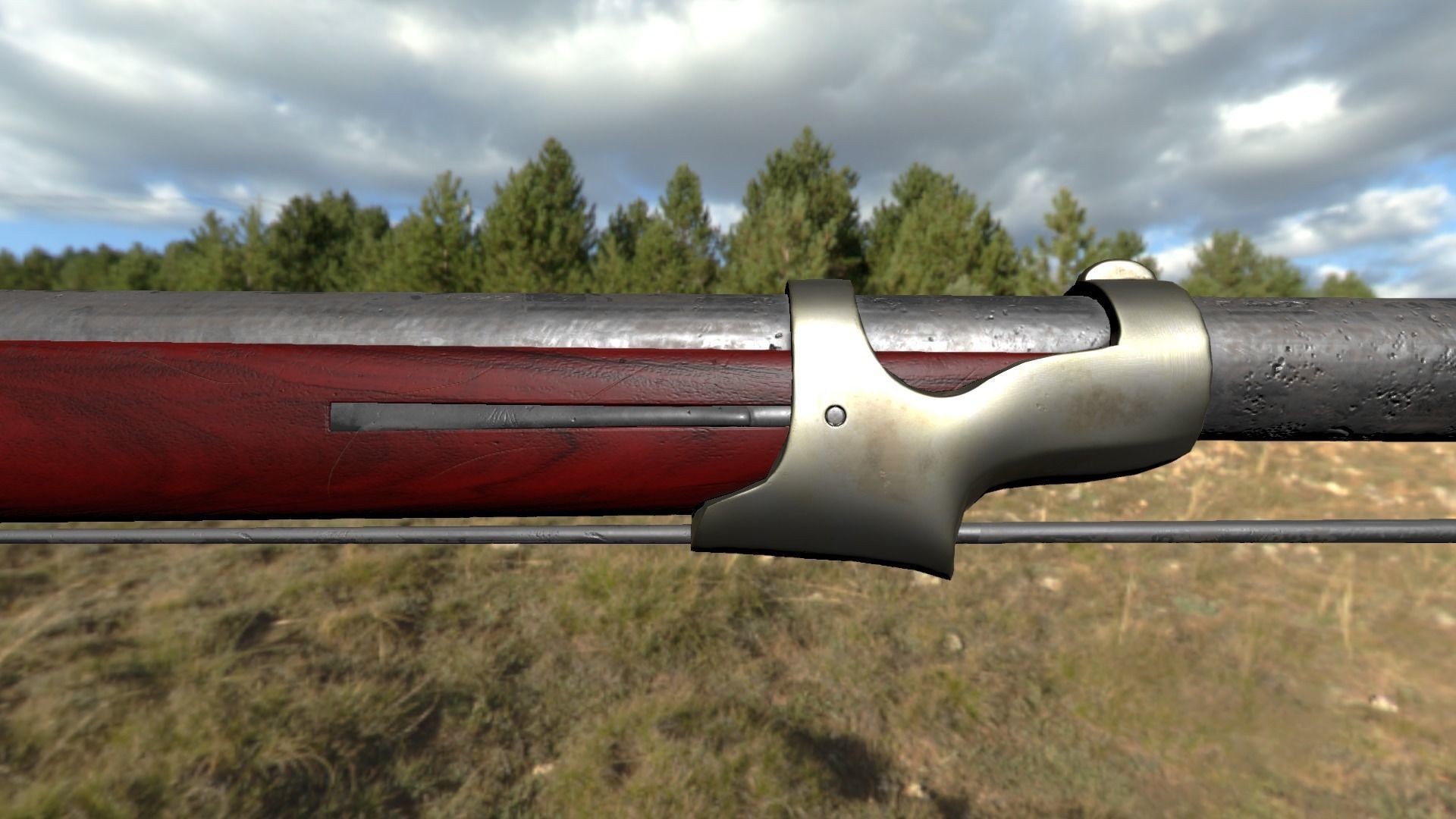 French Cavalry Flintlock Carbine Low-poly 3D model_20