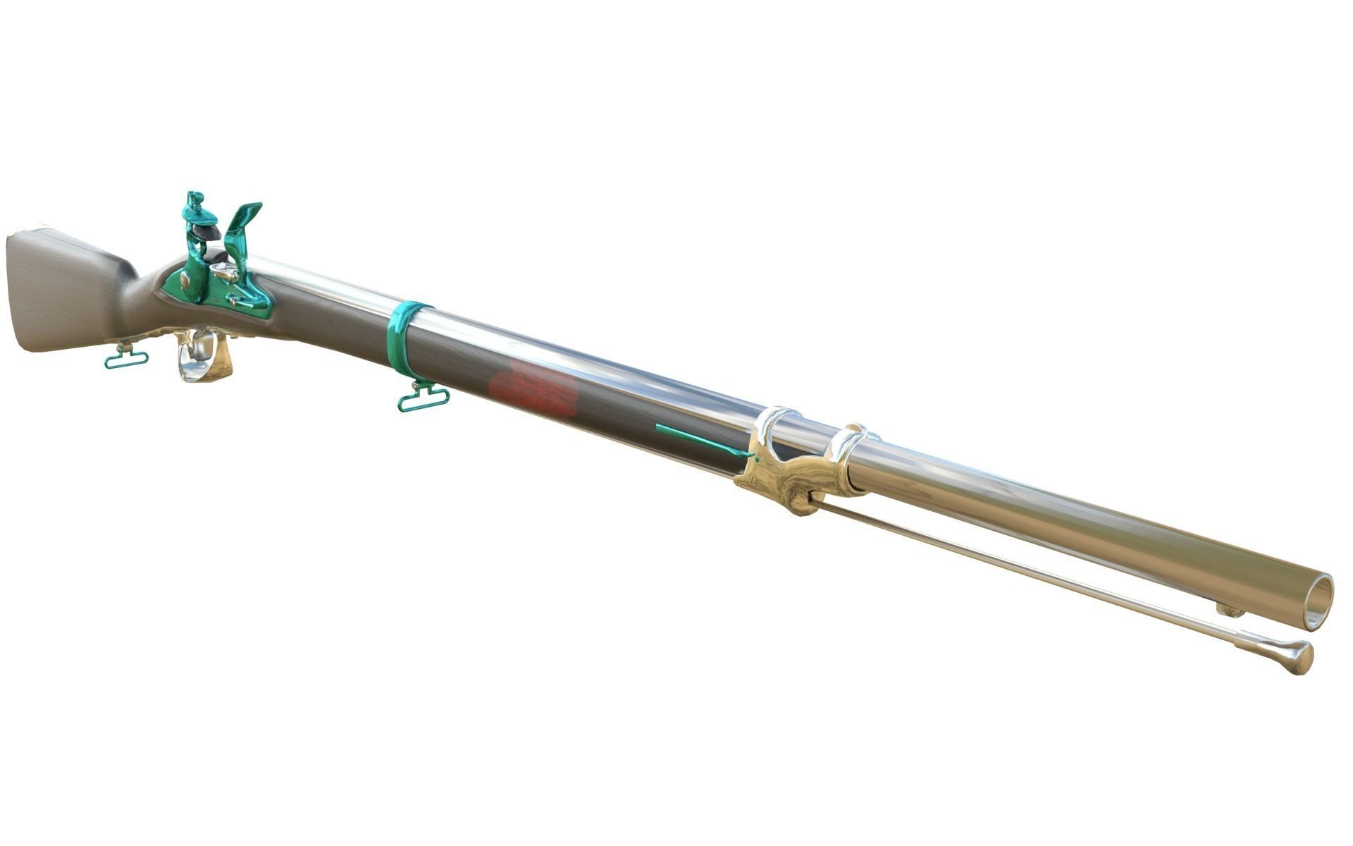 French Cavalry Flintlock Carbine Low-poly 3D model_1