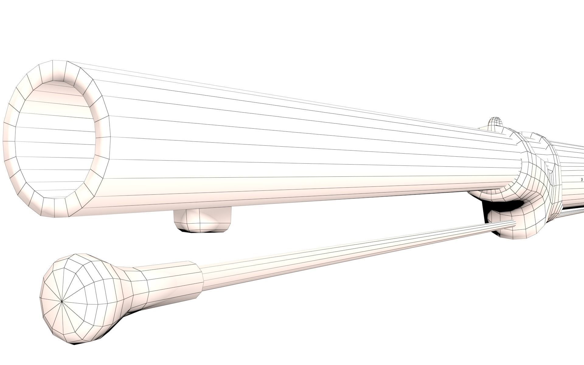 French Cavalry Flintlock Carbine Low-poly 3D model_42