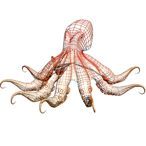 Octopus orange Low-poly 3D model_1