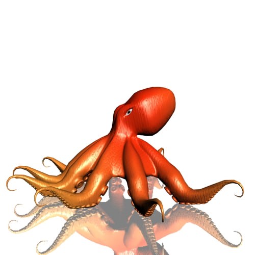 Octopus orange Low-poly 3D model_3