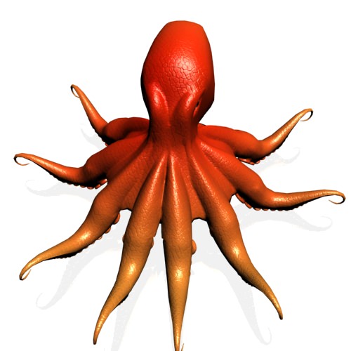 Octopus orange Low-poly 3D model_5