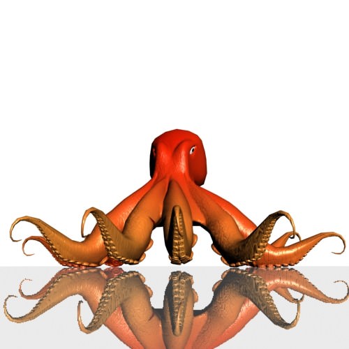 Octopus orange Low-poly 3D model_4