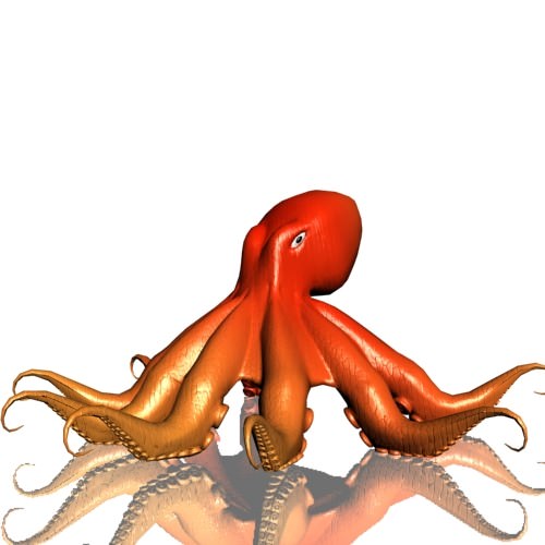 Octopus orange Low-poly 3D model_2