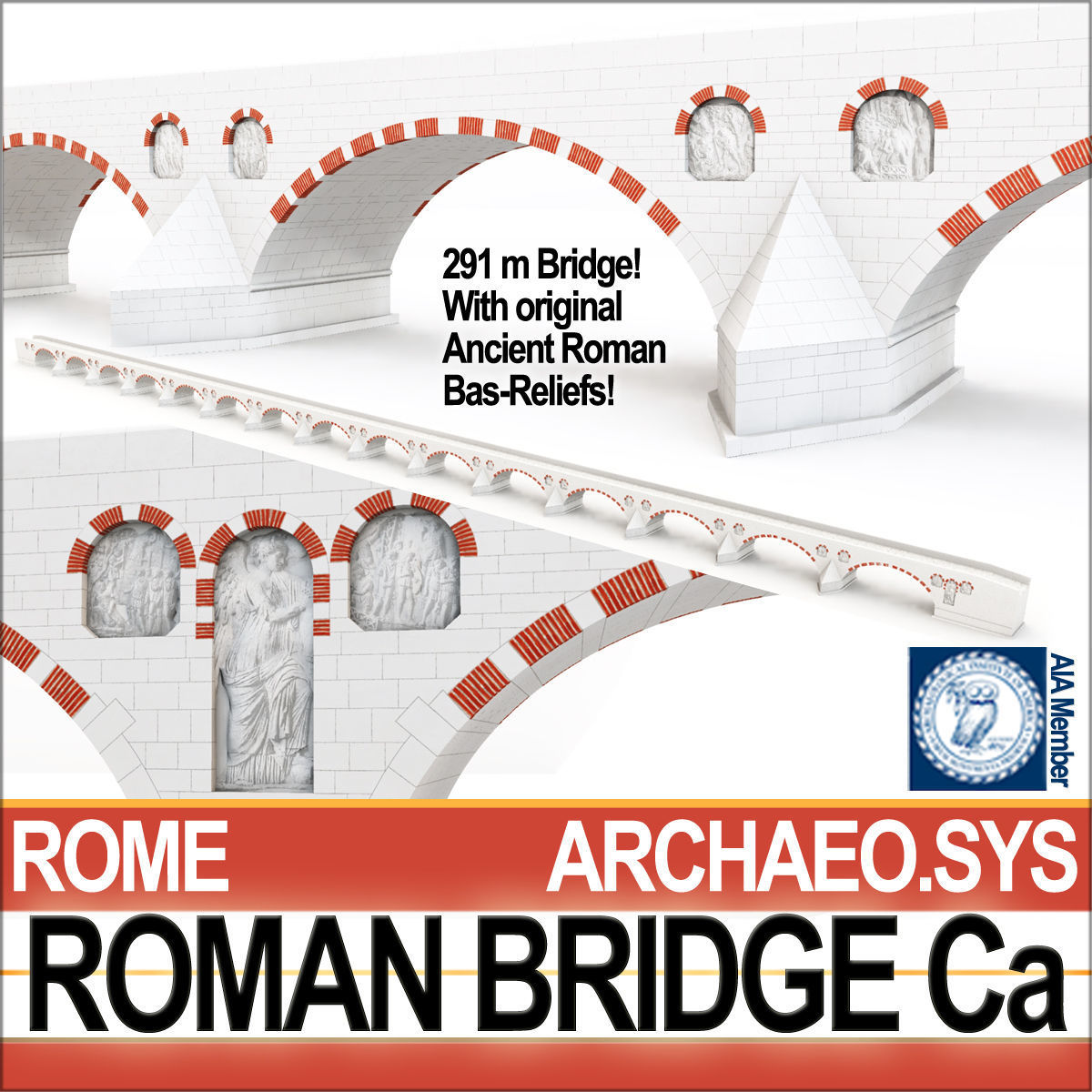 Roman Bridge Ca 3D model_2