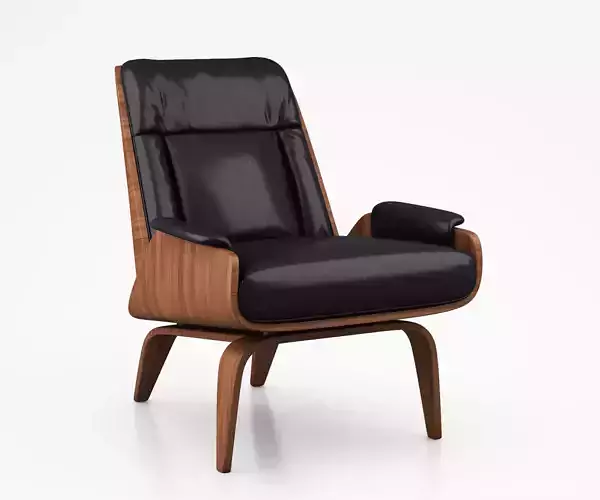 Paulo Bent Ply Leather Chair by West Elm 3D model