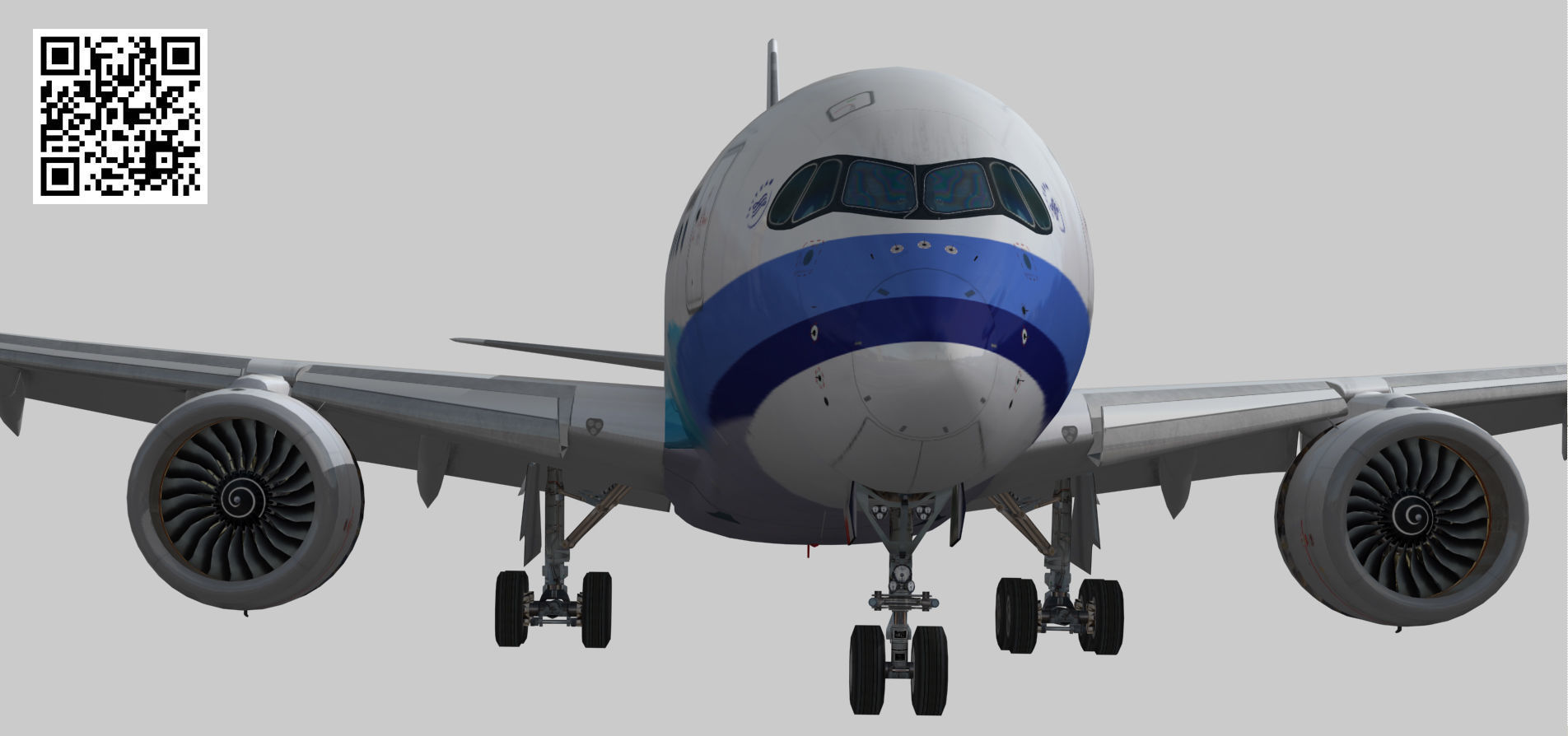 Airbus A350-900 XWB China airlines Syrmaticus Mikado livery Low-poly 3D model_2