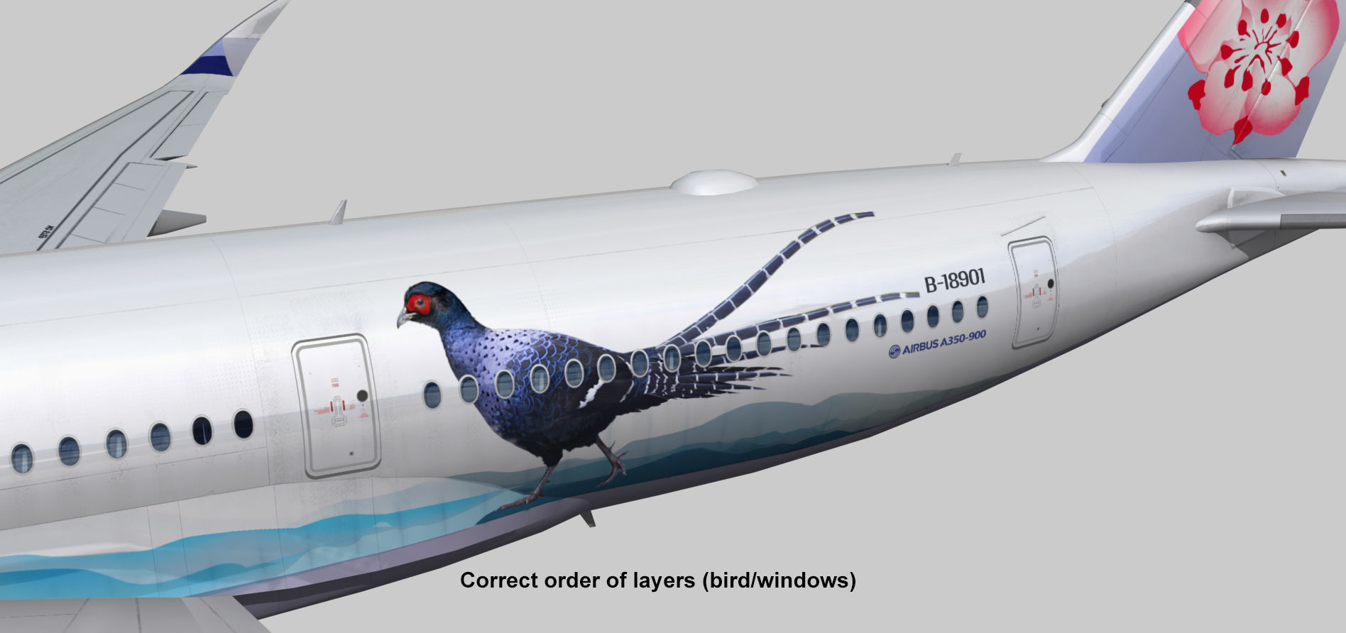 Airbus A350-900 XWB China airlines Syrmaticus Mikado livery Low-poly 3D model_6