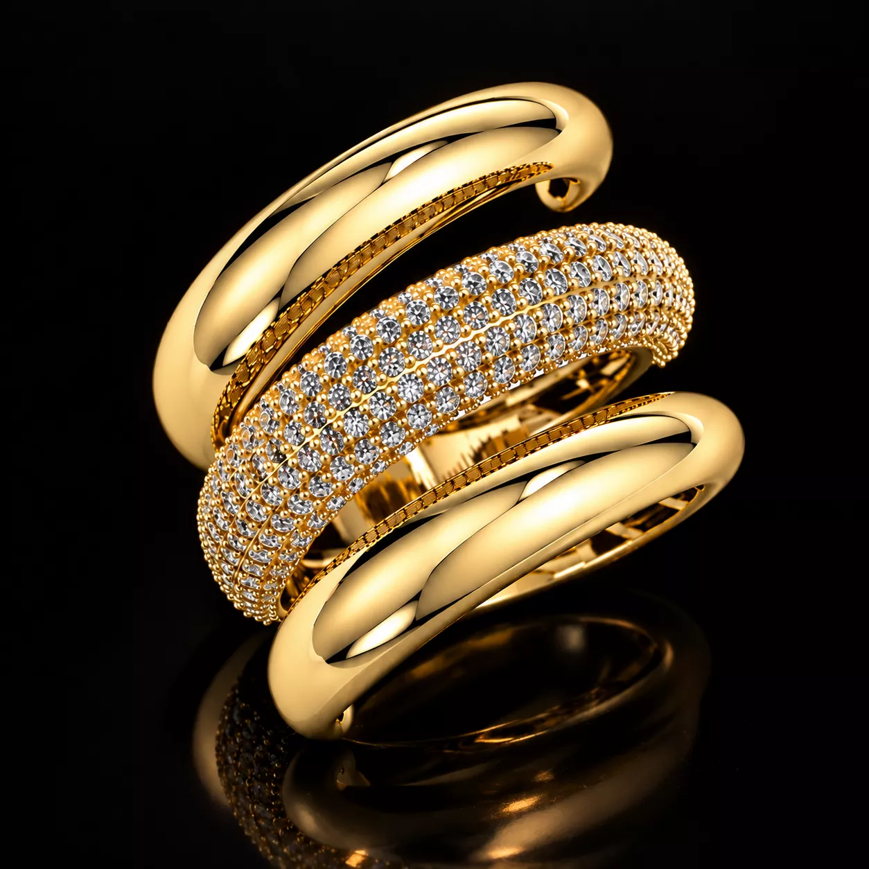 Three-row ring 3D print model