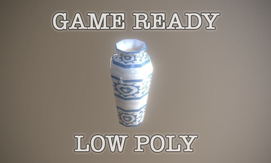 Small Porcelain Vase low-poly game ready Low-poly 3D model_0