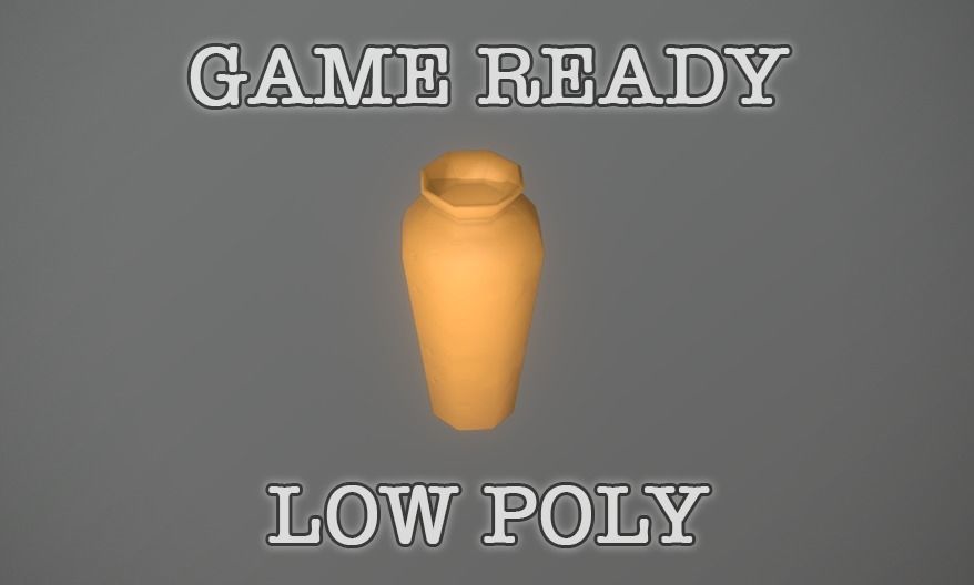 Small Clay Vase low-poly game ready Low-poly 3D model_0