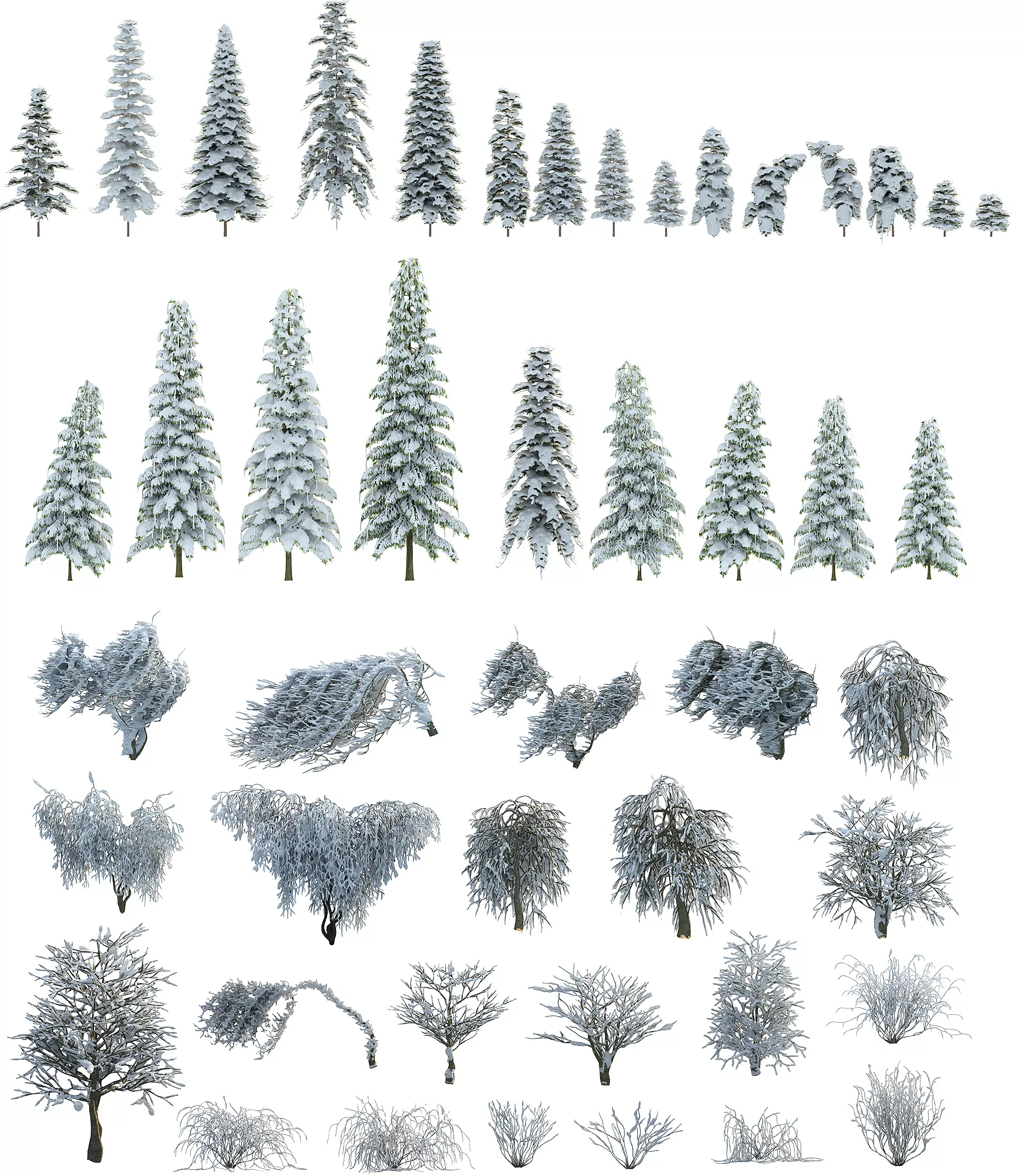 Frozen Forest Winter Environment Mega Pack Low-poly 3D model