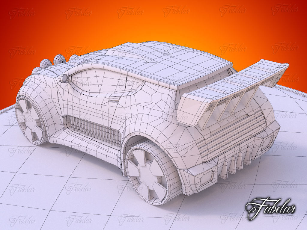 Rally car 01 Low-poly 3D model_7