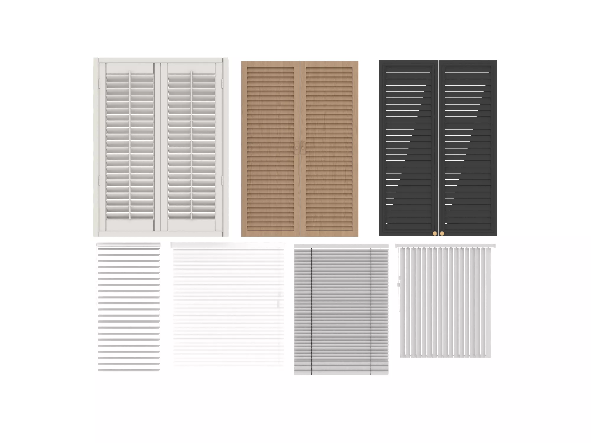 Window Shutters and Blinds Pack Low-poly 3D model