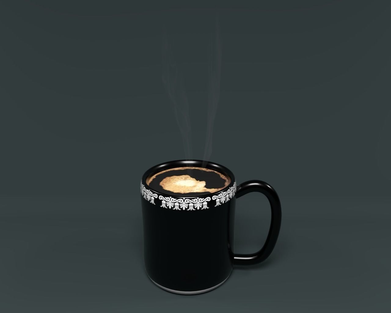 Ceramic coffee Mug V02 with Coffee and steam 3D model_7