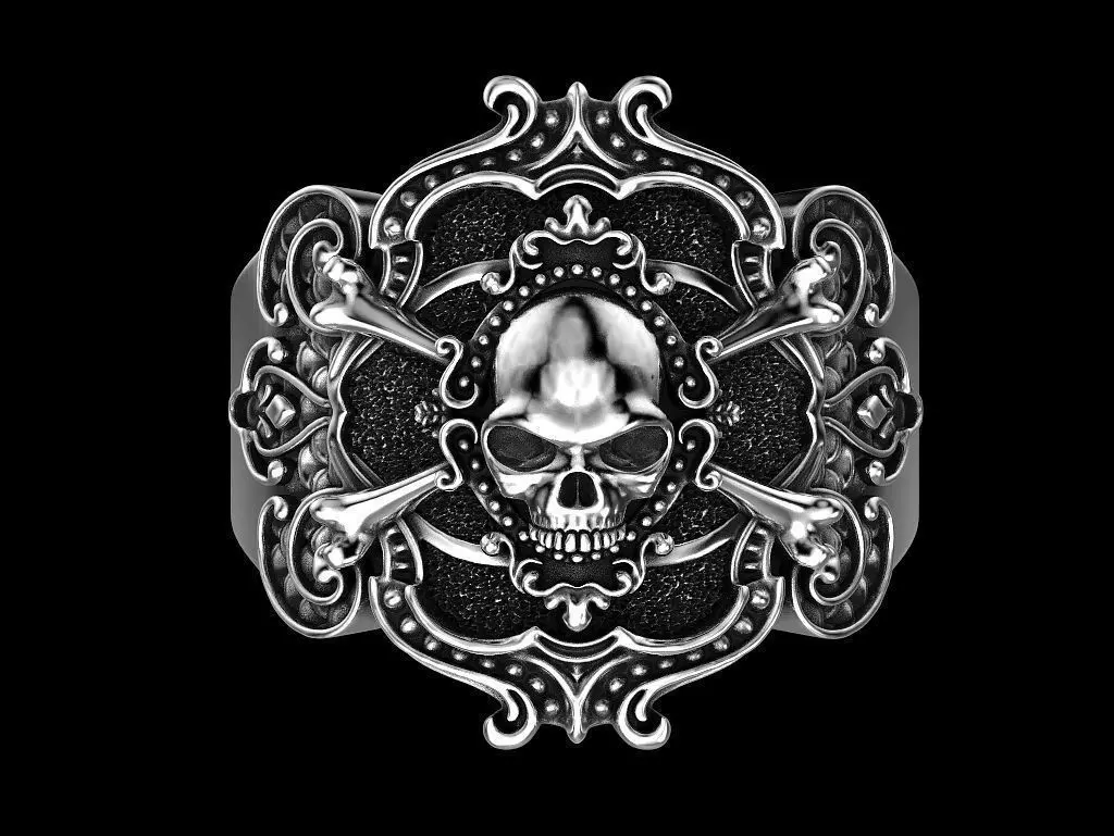 Pirate skull ring 3D print model_0