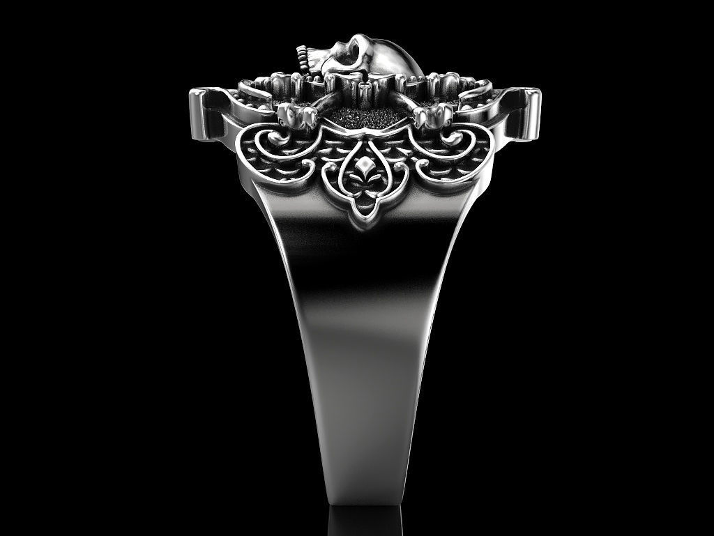 Pirate skull ring 3D print model_6