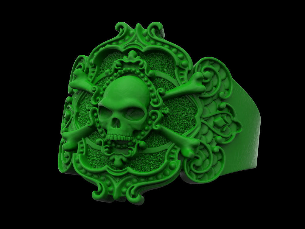 Pirate skull ring 3D print model_8