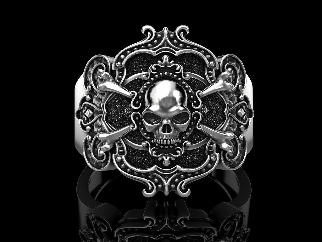 Pirate skull ring 3D print model_5