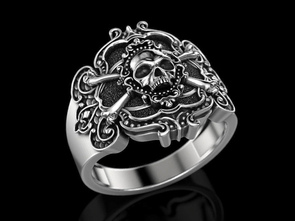 Pirate skull ring 3D print model_2