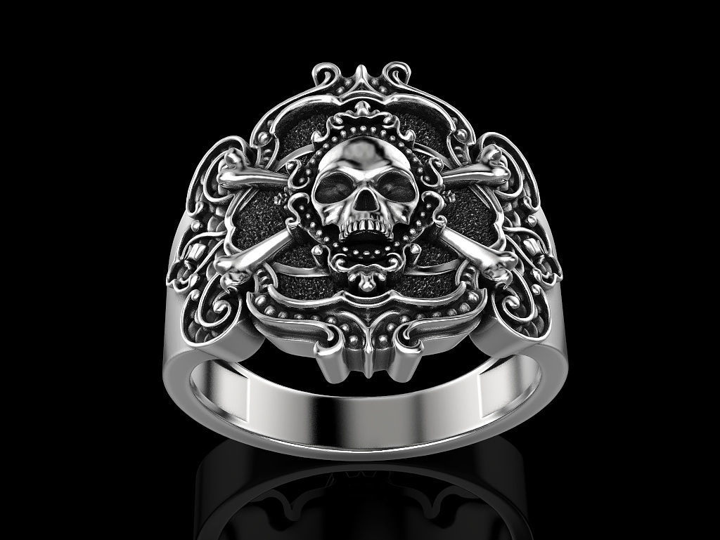 Pirate skull ring 3D print model_1