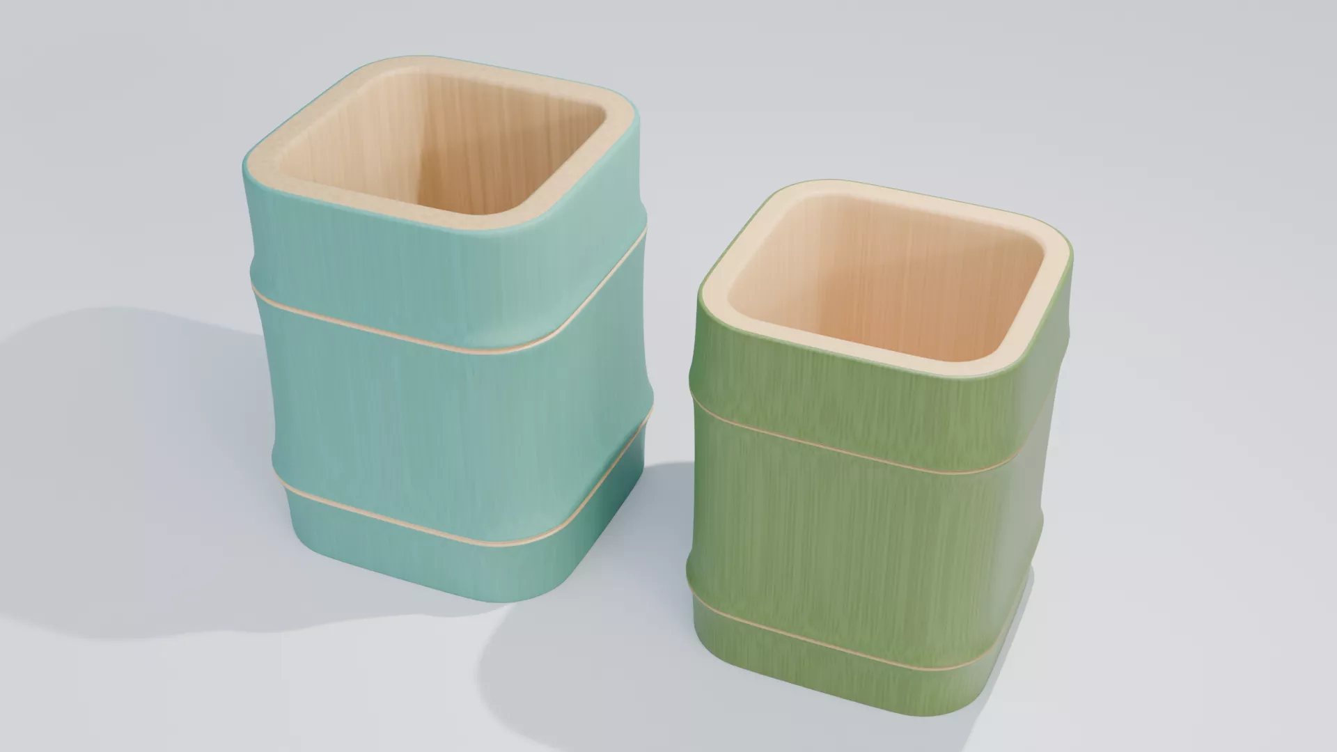 Bamboo Style Square Pen Holder Lowpoly 3D Model Low-poly 3D model