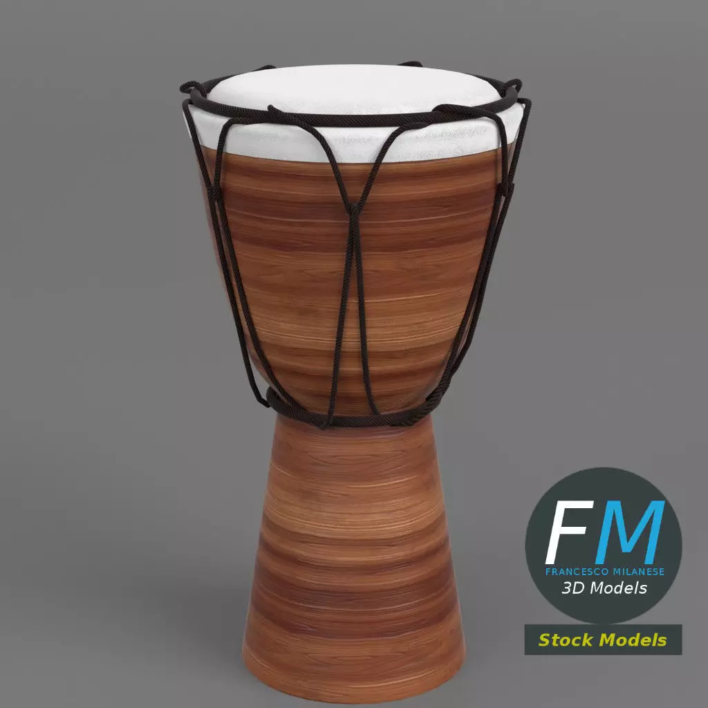 Djembe bongo drum 3D model_0