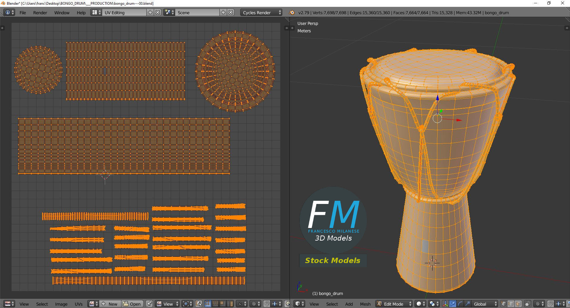 Djembe bongo drum 3D model_10