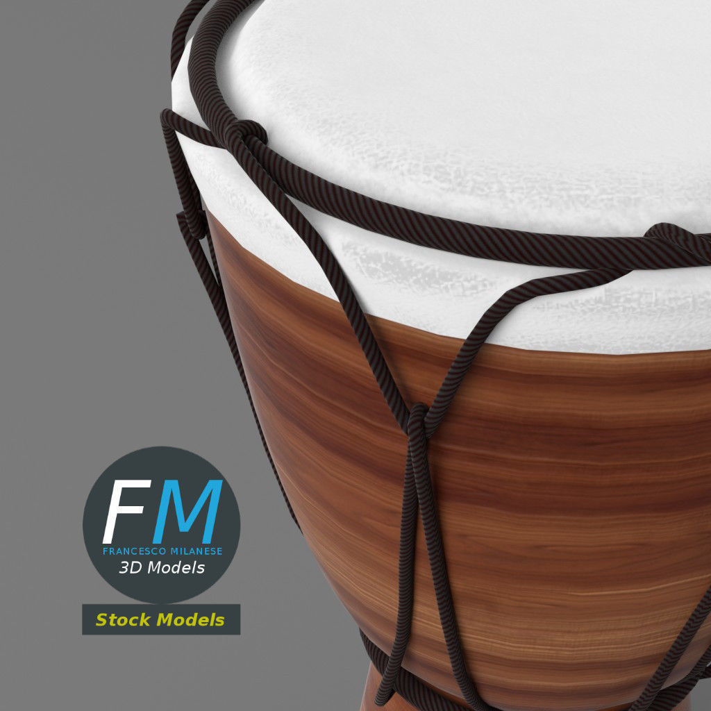 Djembe bongo drum 3D model_5