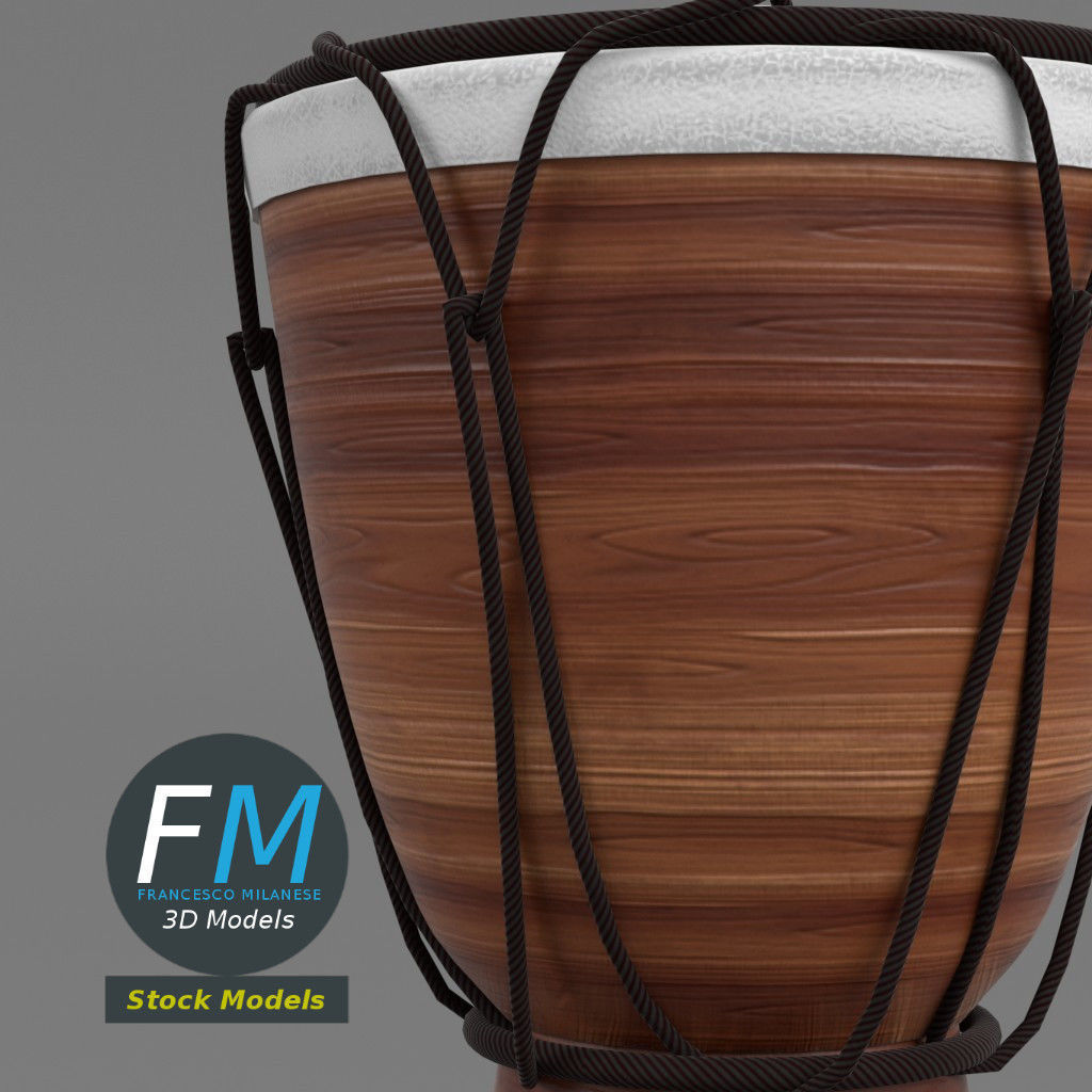 Djembe bongo drum 3D model_4