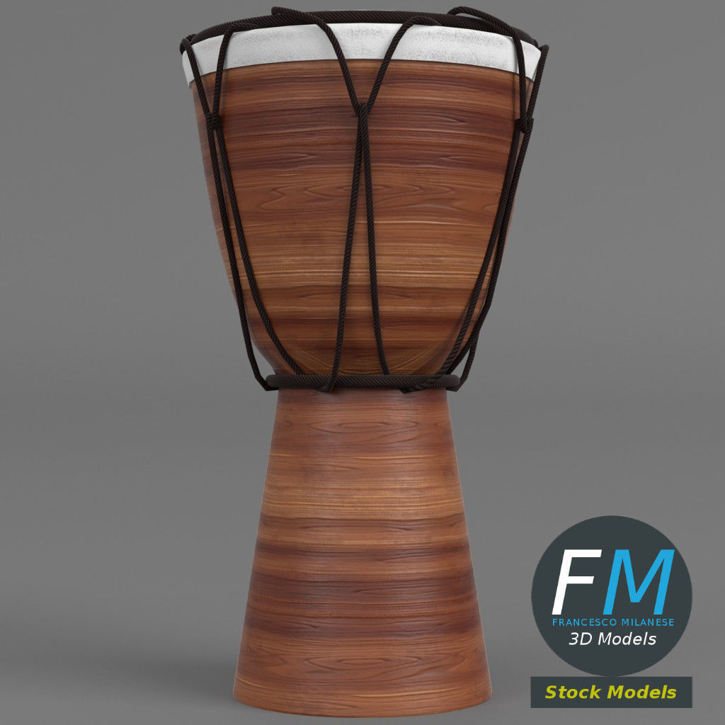 Djembe bongo drum 3D model_3