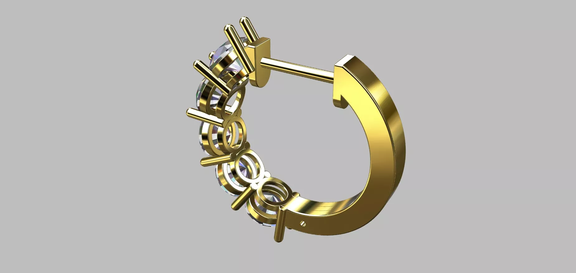 4 30mm Round Stone Hoop Earring 3D print model