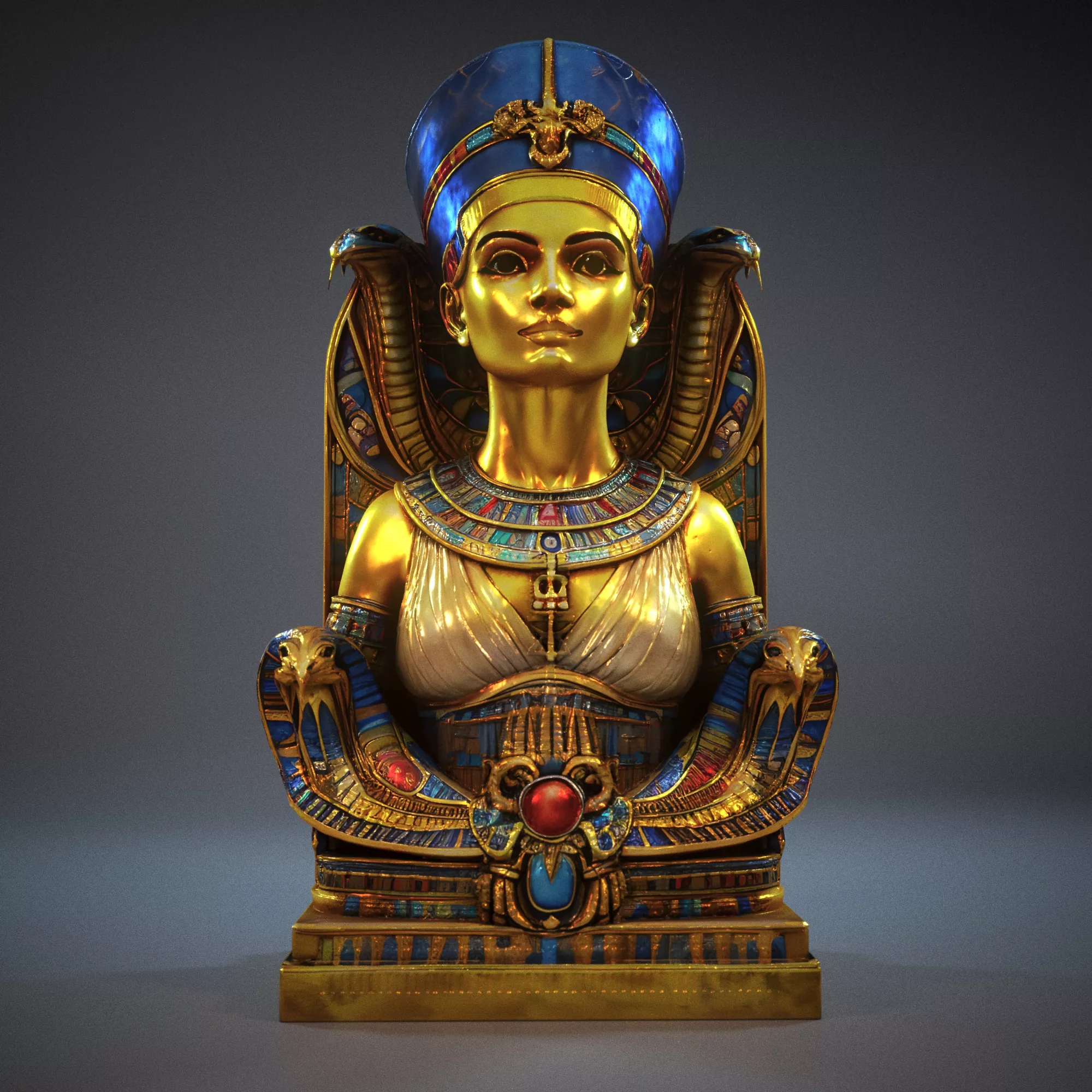 Nefertiti sculpture Low-poly 3D model