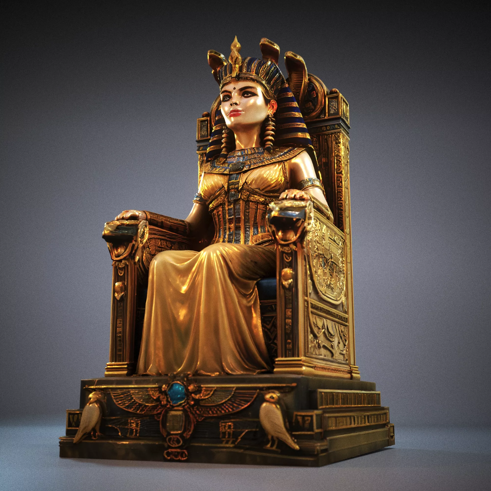 Nefertiti on the throne Low-poly 3D model