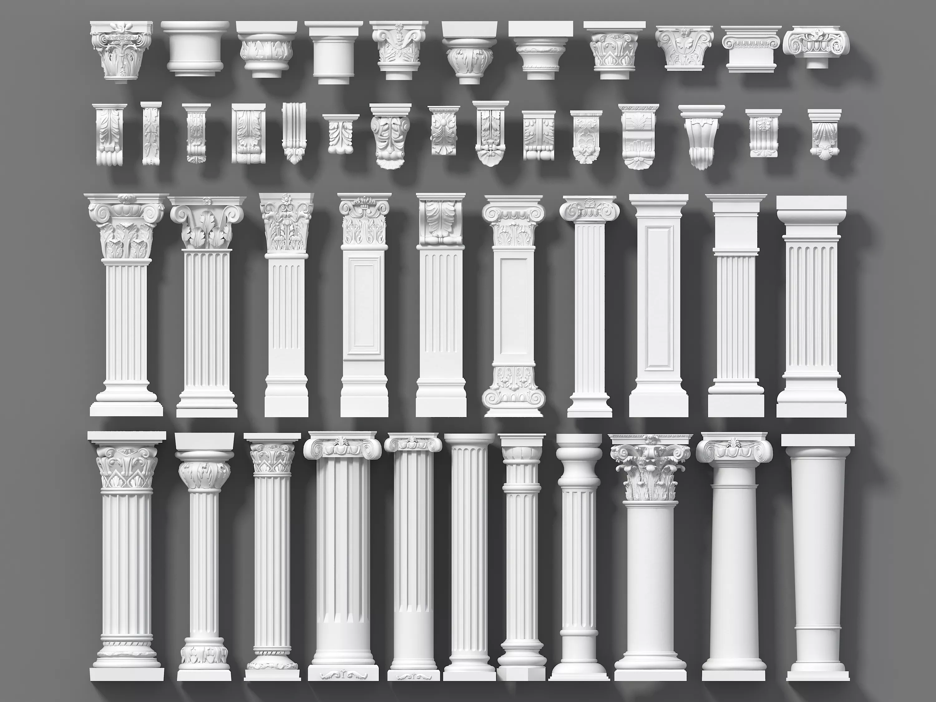 European Classical Roman Column 3D Model Pack 3D model