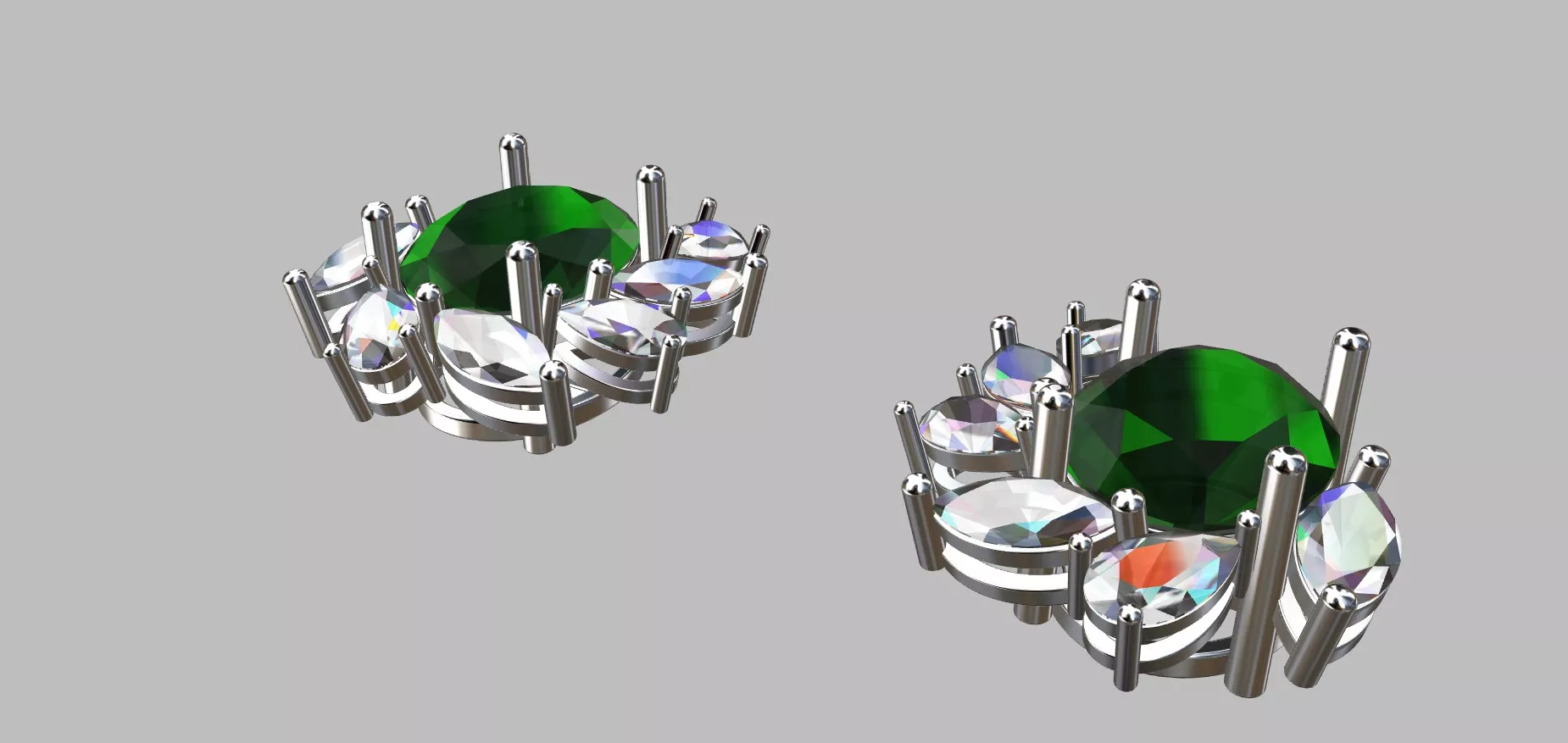 Marquise and Teardrop Emerald Earring 3D print model